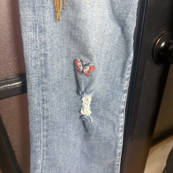 MM Vintage Embroidered Butterfly Floral Jeans Size 26 Boho Denim - Picture 5 of 16